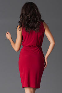 Maroon Wraparound V-Neckline Sleeveless Shift Dress