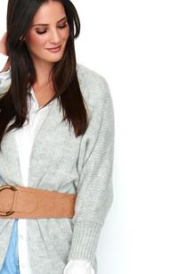 Light gray long asymmetrical cardigan without fastening