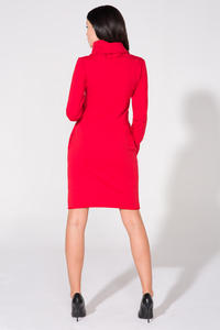 Red Casual Tourtleneck Dress