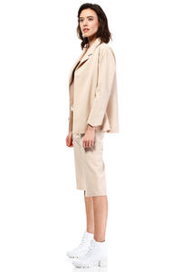 Beige Loose Fit Classic Style Blazer
