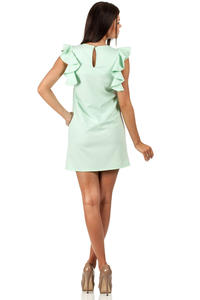 Mint High Neck Shift Dress with Waterfall Shoulders