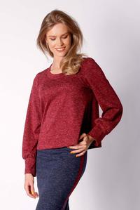 Dark Red Short Trapezoidal Knitted Blouse