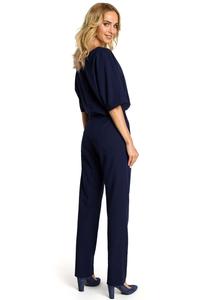 Navy Elegant Jumpsuit with Short Sleeves