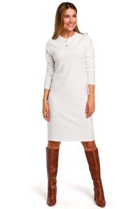 Ecru Knitted Straight Above Knee Dress