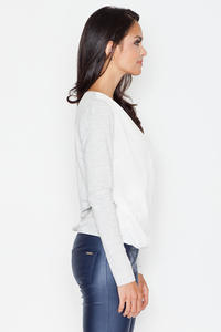 Light Grey Long Sleeves V-Neckline Blouse