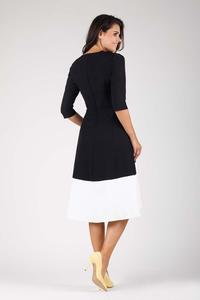 Black and White Midi Dress Asymmetrical Cut