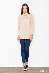 Beige Front Pockets Shirt