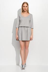 Grey Wrinkled Waist Mini Dress