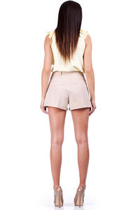Beige Shorts with Loops and Hip Pockets