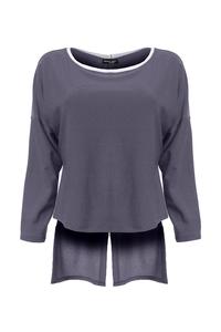 Grey Long Sleeved Top with Bow at The Back
