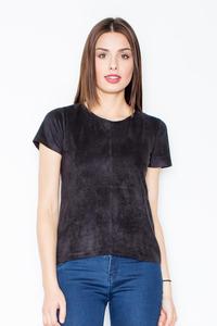 Black Suede T-shirt with Zip at The Back