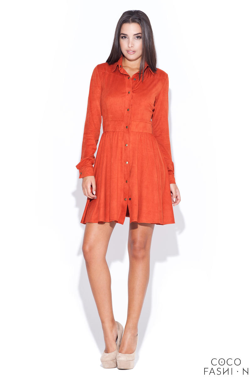 red button up shirt dress