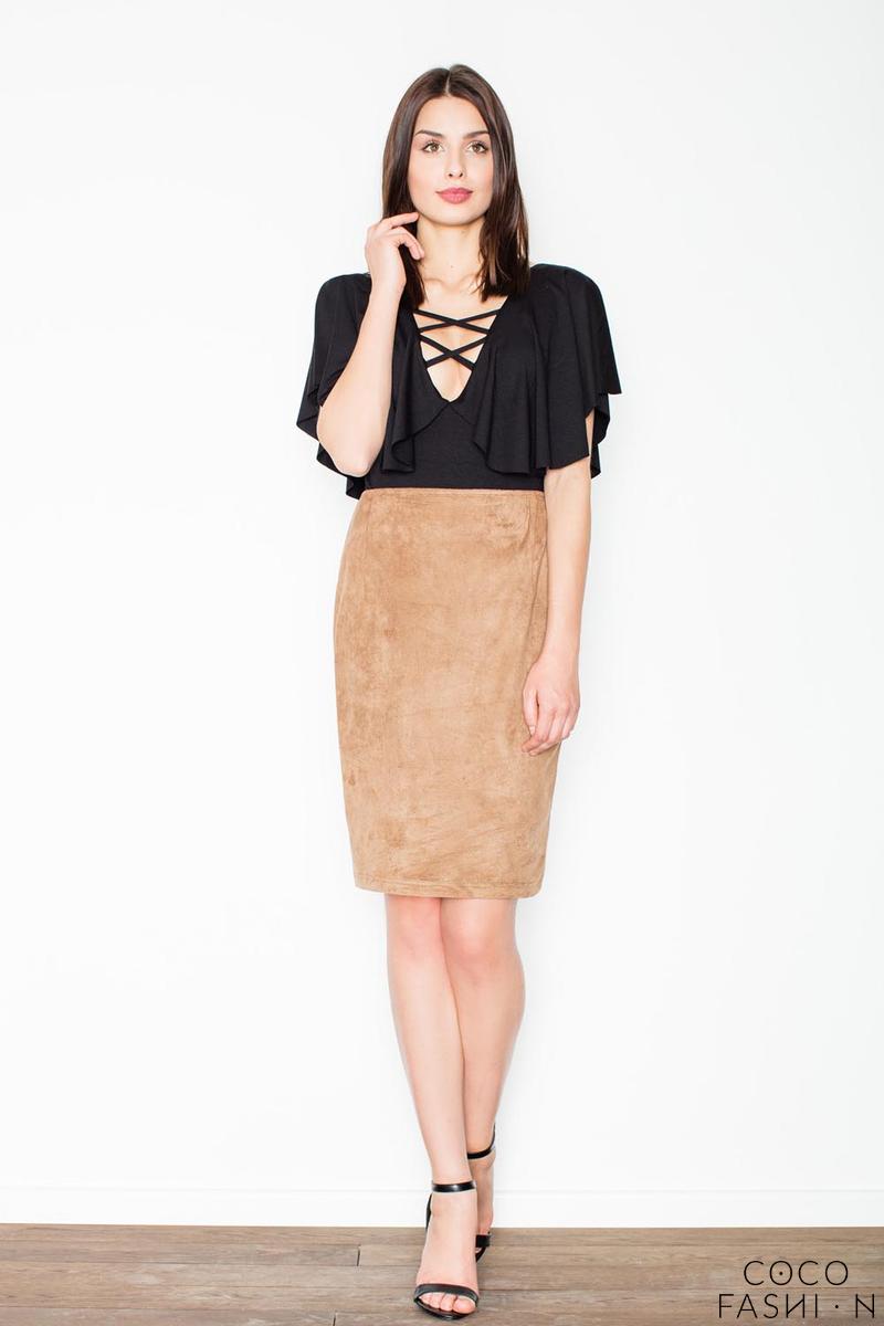 Brown Pencil Suede Imitation Skirt