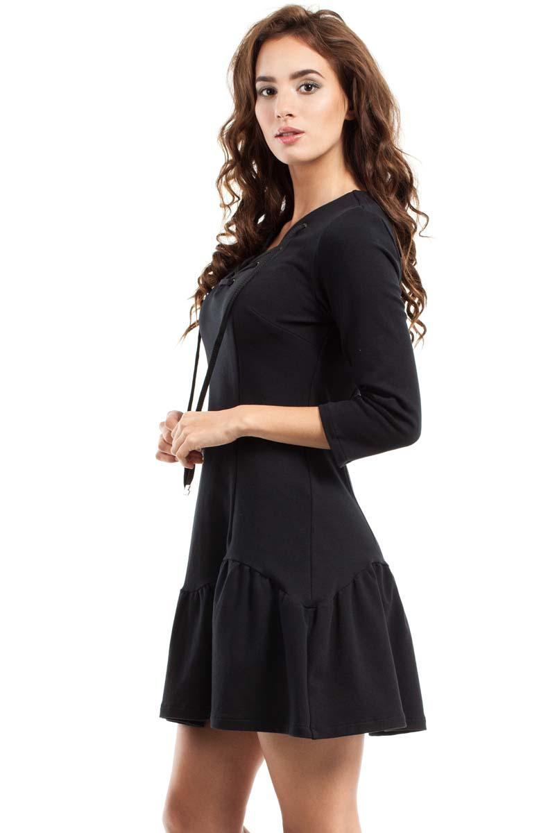 lace up dress black