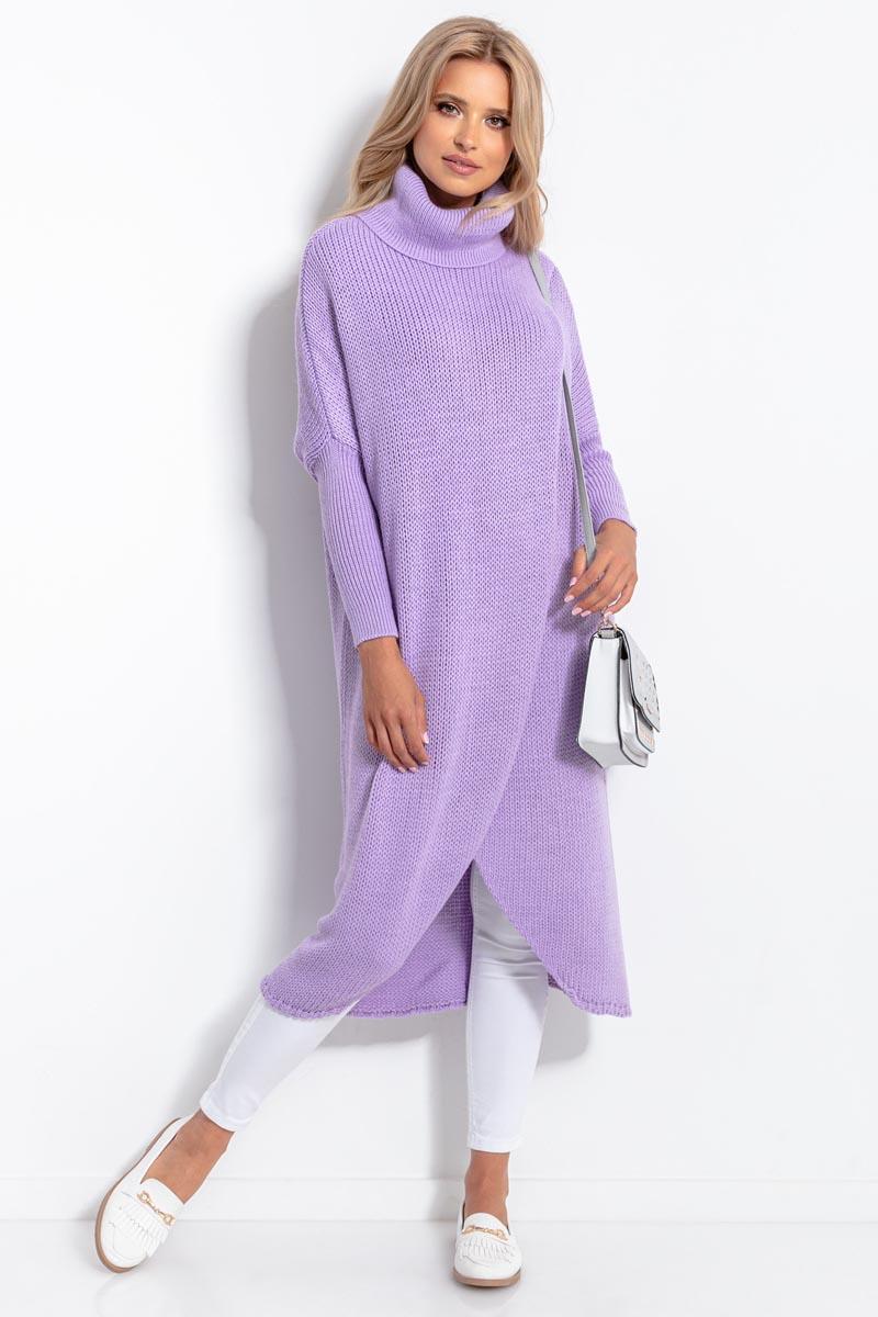 Purple Turtleneck Long Sweater