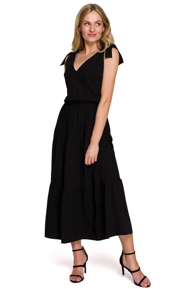 Black Midi Frilled Dress