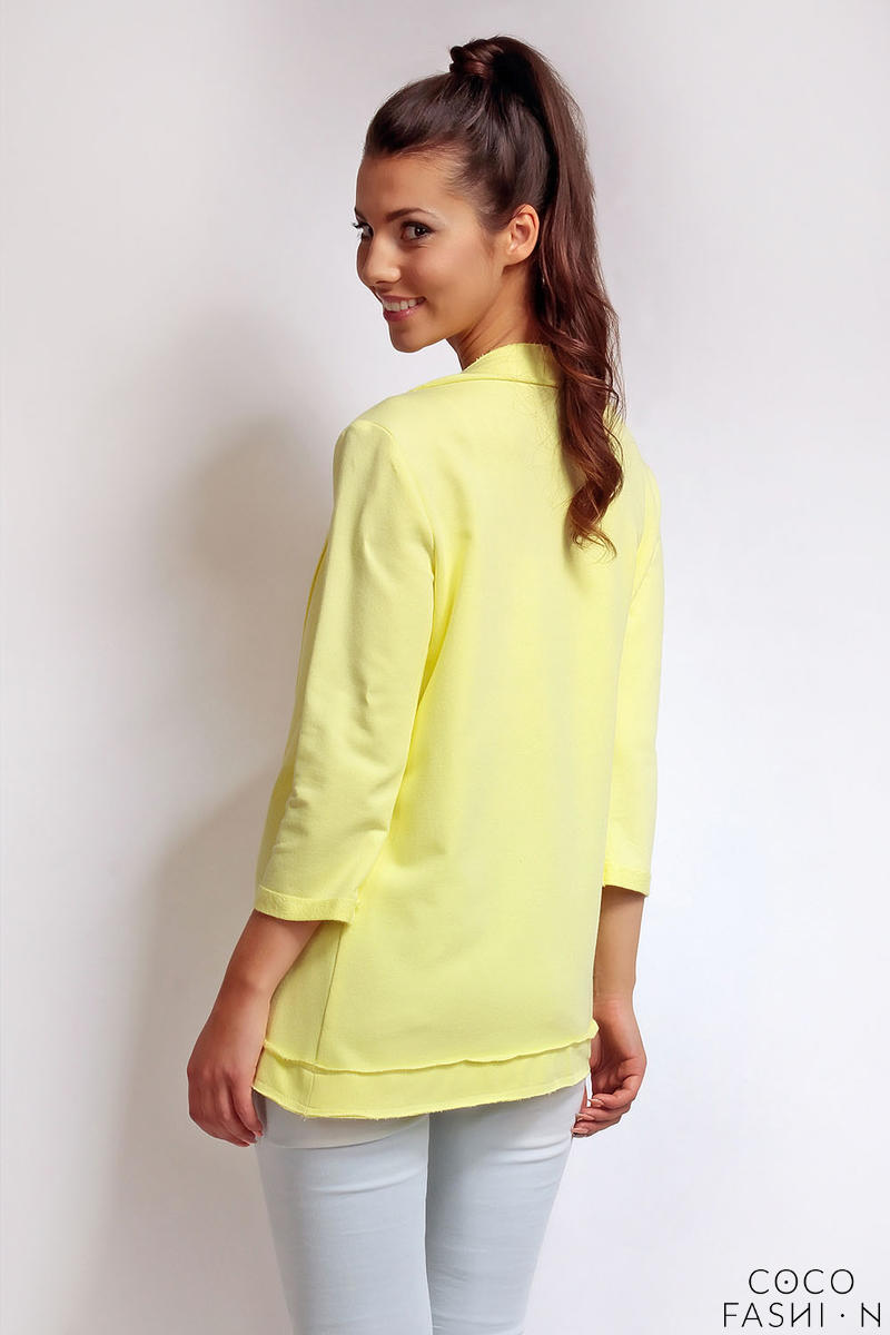 3 4 sleeve yellow cardigan