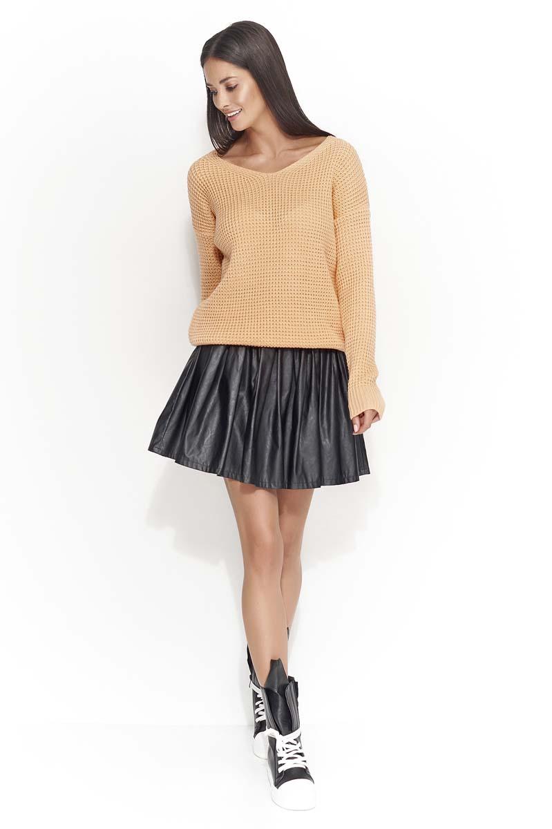 Casual Apricot Sweater with V-neck